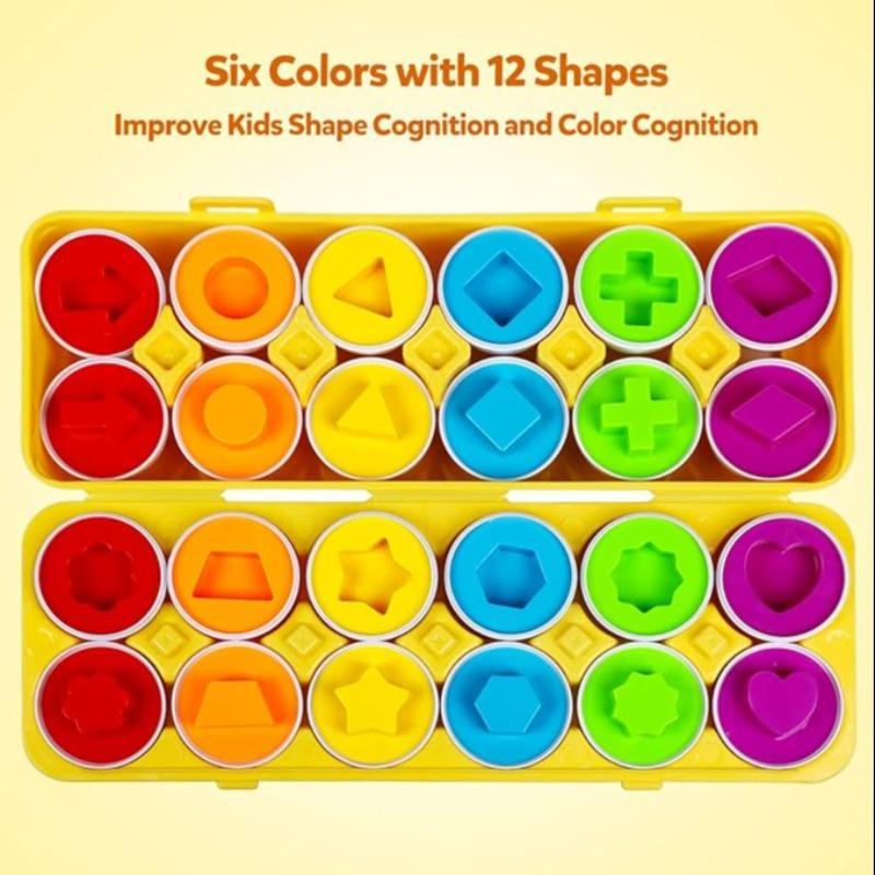 Egg Sensory Toy, Colors and Shapes Sorter Puzzle, 1 Set Colorful Early Education Toys for Color and Shape Learning, Recognition and Matching, Sensory Preschool Cognitive Toys