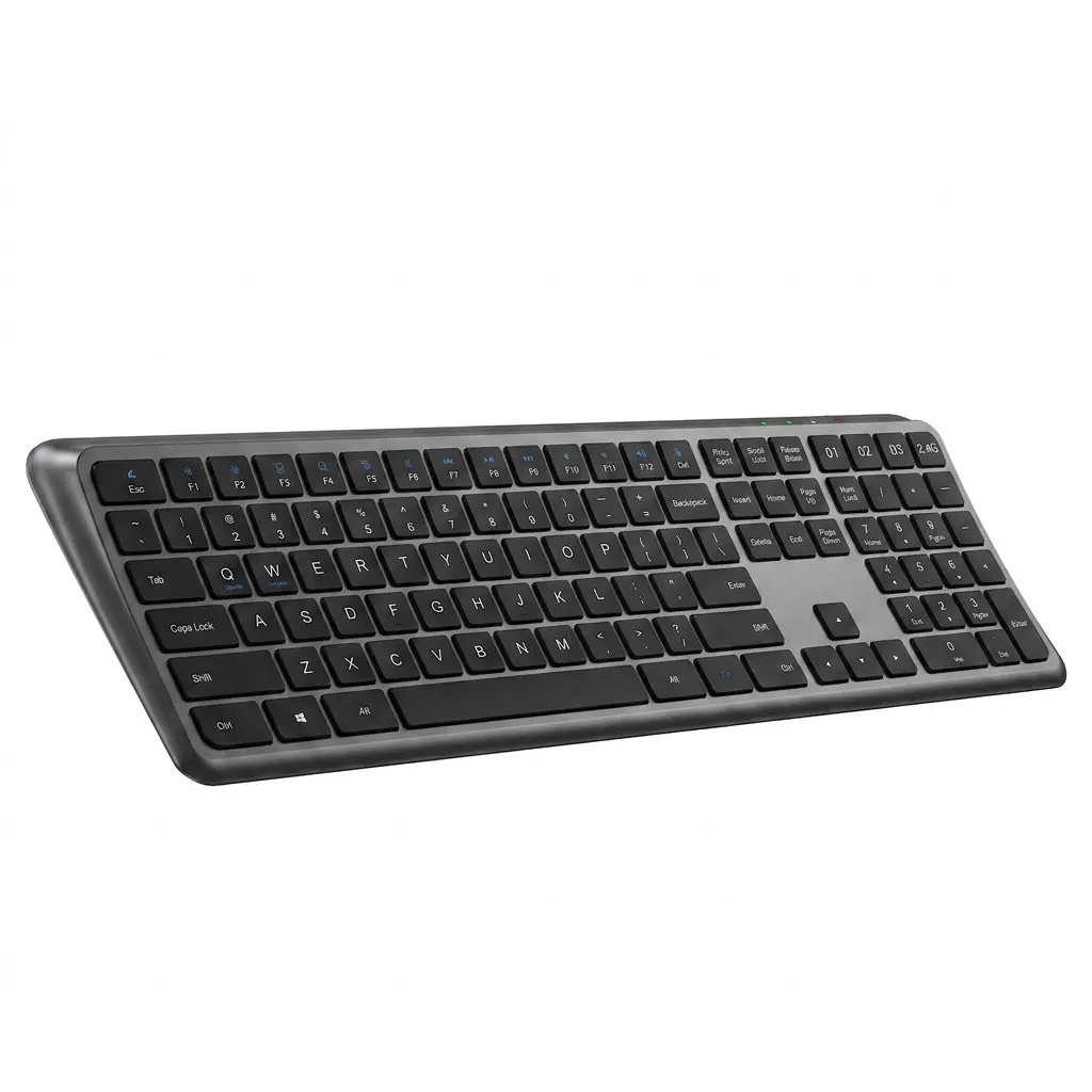Ergonomic Wireless Keyboard, Dual Mode Full Size, Rechargeable Bluetooth-compatible, Curved Design, Numeric Keypad, Desktop Computer Compatible, Ergonomic Keyboards