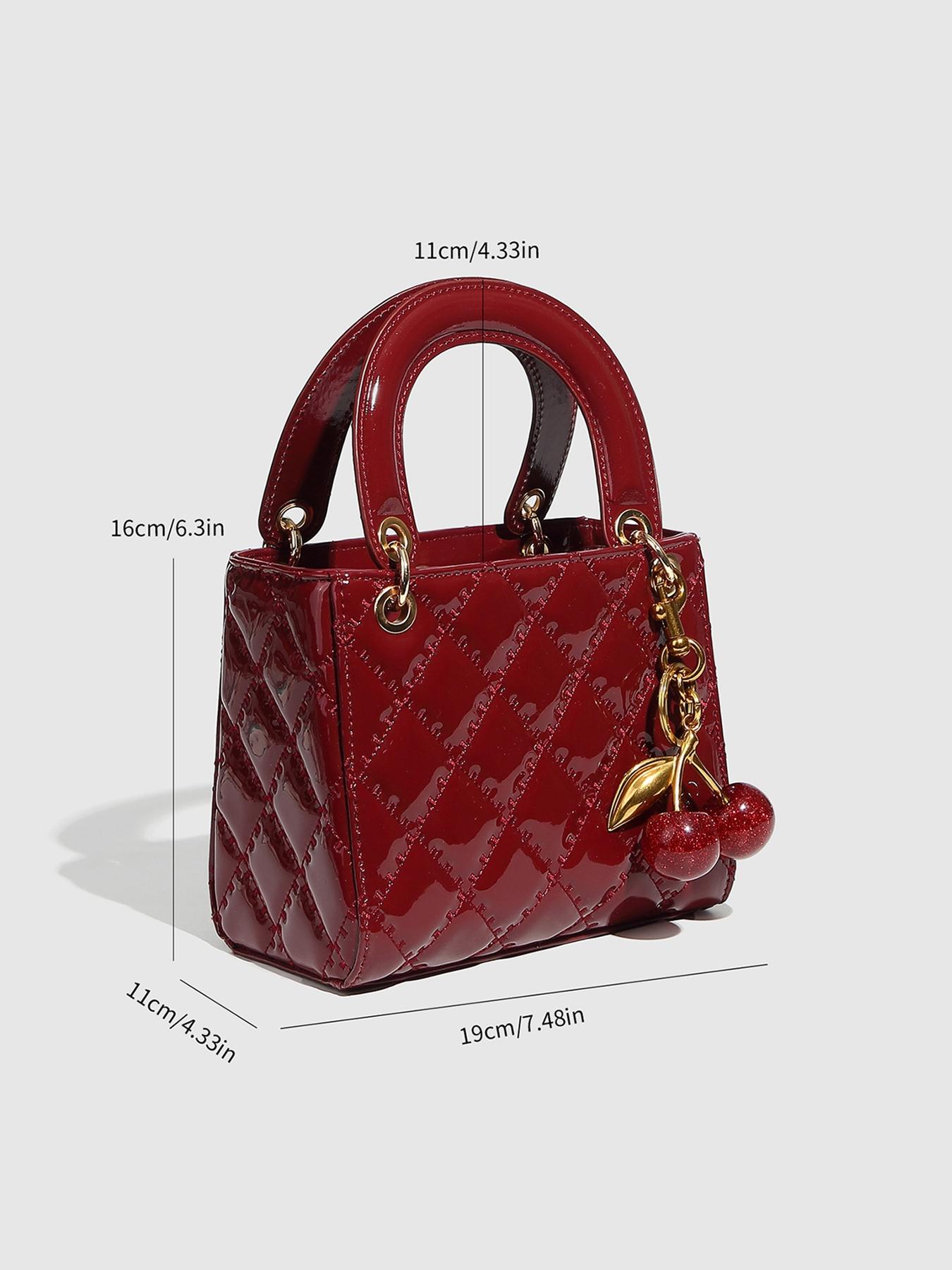 Women's Elegant Cherry Decorated Handbag, Fashionable PU Leather Crossbody Bag for Daily Used, Casual Trendy Versatile High-quality Daily Commuting Bag