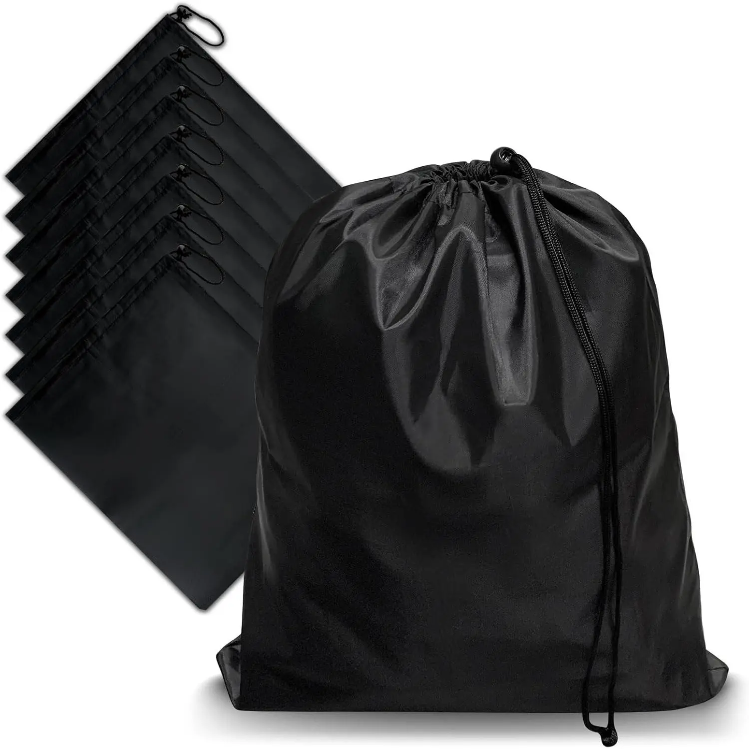 8-Pack Drawstring Bags with Toggle Durable Nylon Backpack Cinch Sack and Ditty Pouch for Gym Sports Travel Daily Use