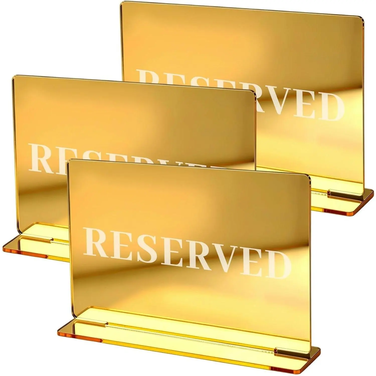 3-Piece Gold Reserved Signs - Wedding Party Exclusive Seat Identification Signs (Small Size)