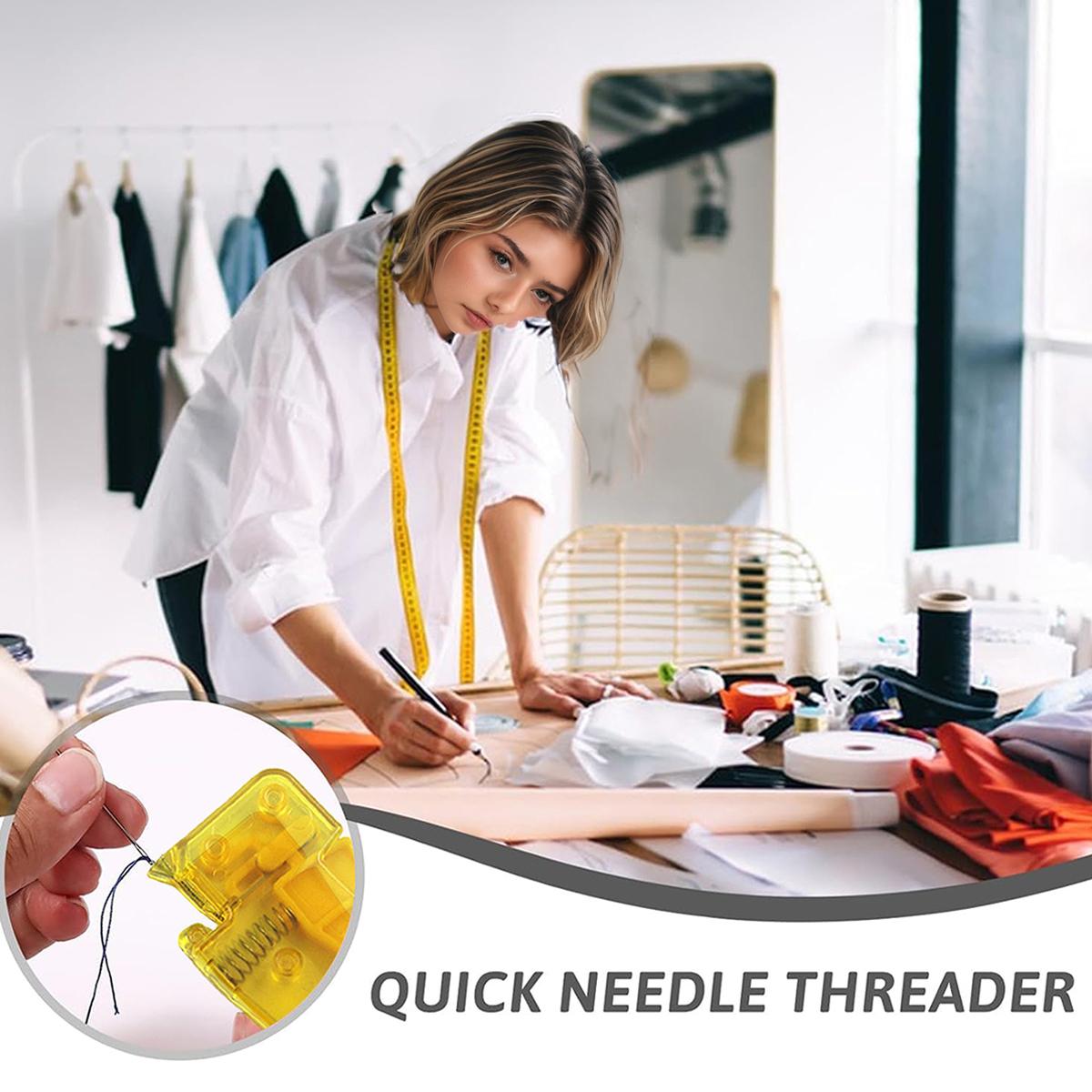 Simple Spring Loaded Needle Threader, Automatic Sewing Tool for Elderly and Adult Users
