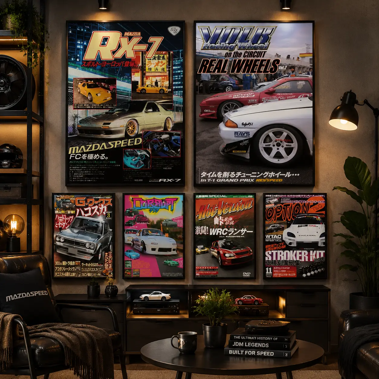 80s Retro Japanese Car Canvas Wall Art |   JDM Racing Poster Print with GTR Style Design for Garage, Man Cave, Bedroom & Home Decor