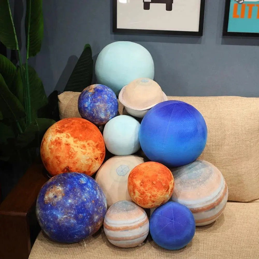 17cm/27cm Simulation Planet Stuffed Animals - Sun, Earth, Moon, Mars, Mercury Sphere Plush Toy Pillow, Stress Relief Toy, Boy Birthday Gift, Room Decor