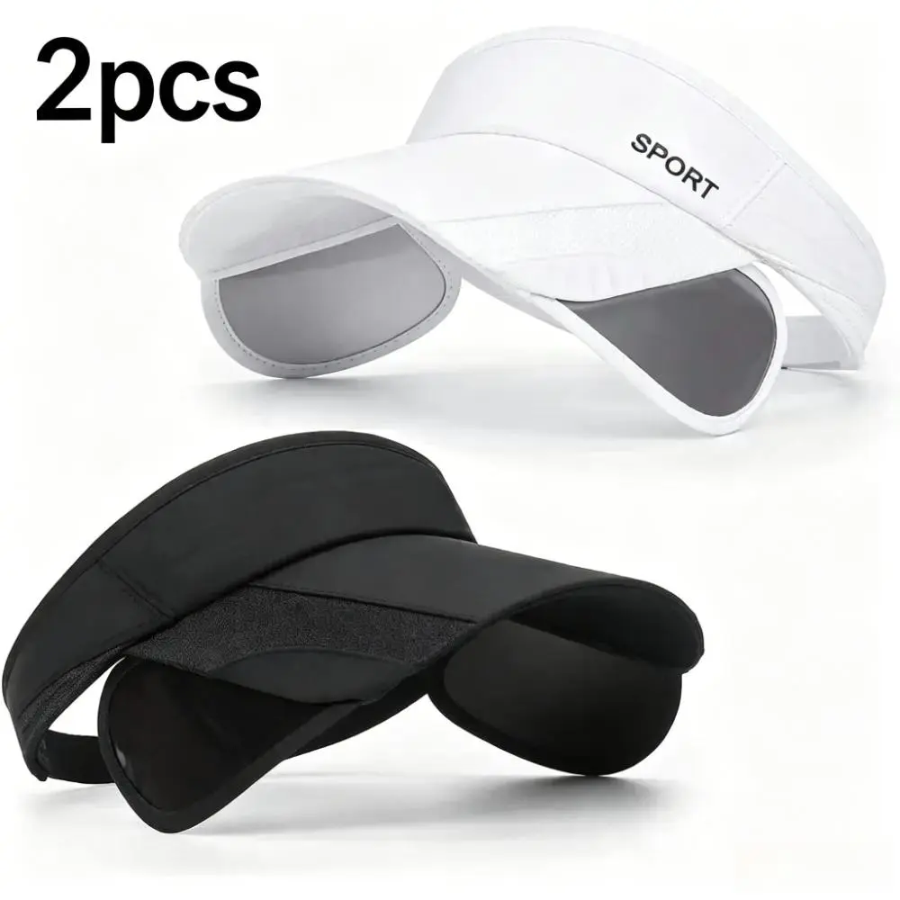Women's 2-Pack Wide Brim Sun Visors, Adjustable Curved Visor Golf Hat with Sun Protection for Outdoor Sports, Adjustable Caps, Golf Hat Cap, Curved Visor Hats