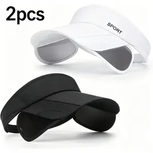 2-Pack Women's Wide Brim Golf Visor Hats, Adjustable Sun Visor Caps for Outdoor Sports