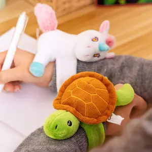 14*12CM Lovely Elephant Unicorn Giraffe Sloth Tortoise Slap Snap Wrap Wristband Bracelet Plush Stuffed Animal Doll Wristband