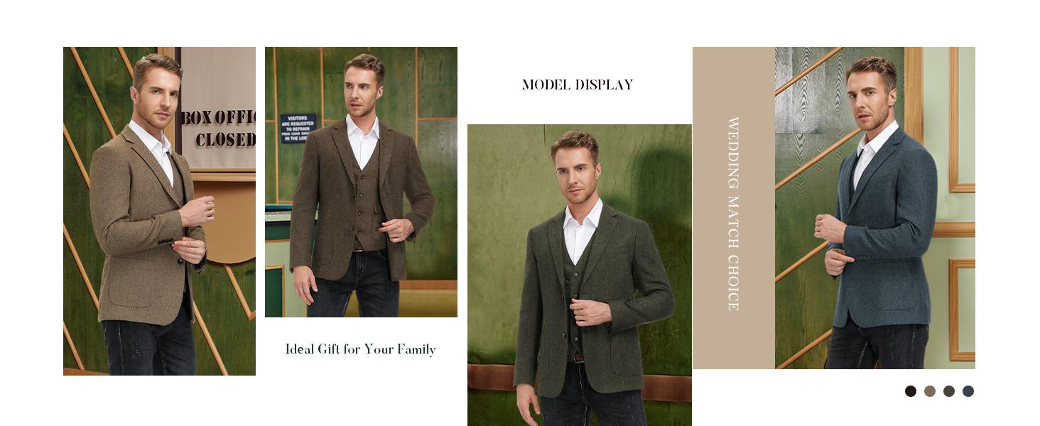 Men's Herringbone Tweed Blazer British Wool Blend Sport Coat Jacket Men's Herringbone Tweed Blazer British Wool Blend Sport Coat Jacket