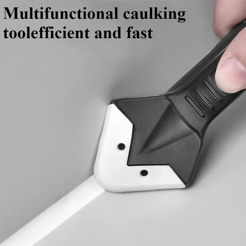 6-Piece Caulking Tool with 5 Replacement Heads Stainless Steel Blade Multi-Function Joint Removal Kit, for Bathroom Kitchen Floor Window Sink Seal Putty Knife Scraper Trowel, High Quality Caulk Remover Scraper Adhesive Tool Halloween Christmas Gift
