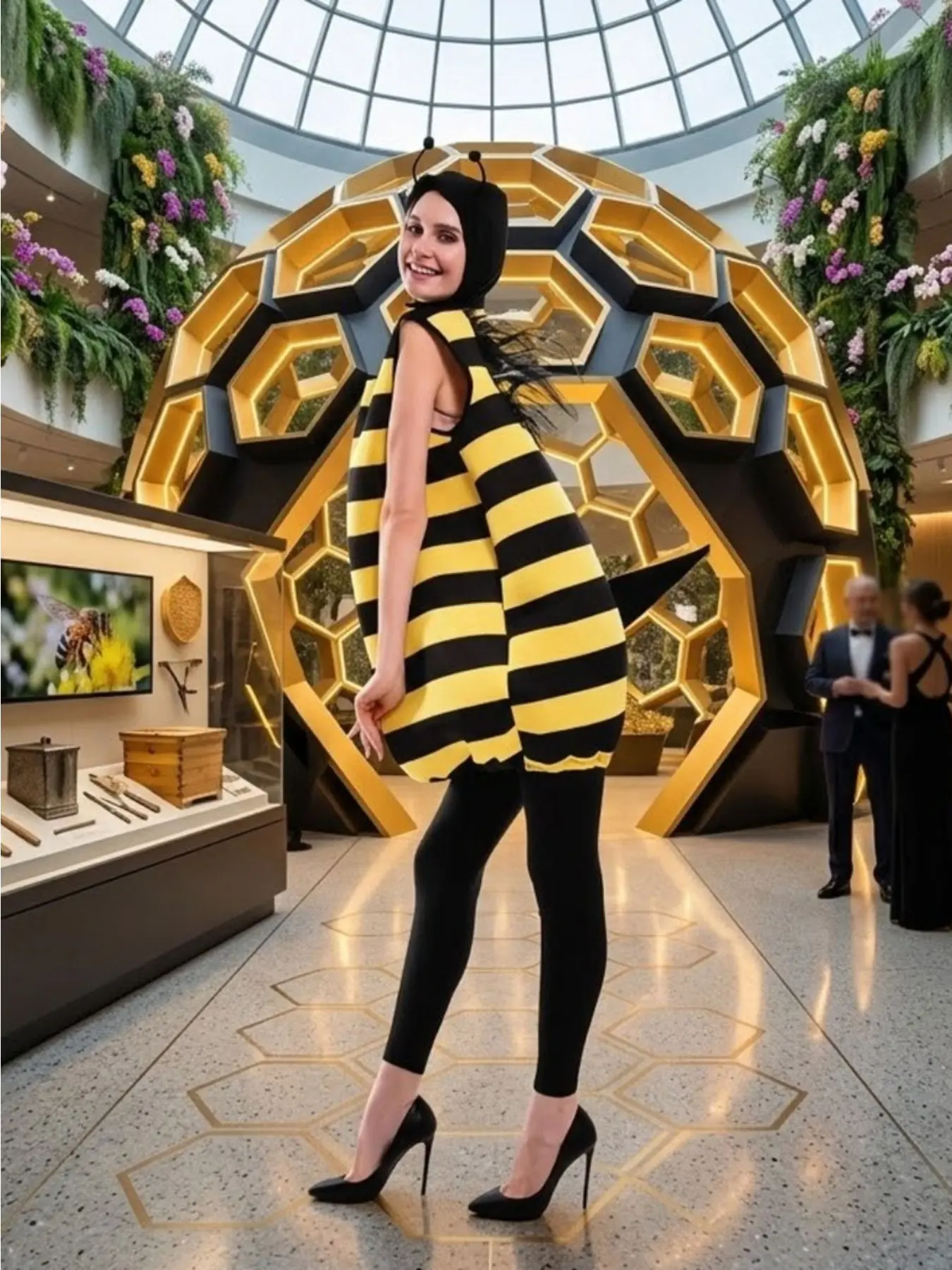 Halloween Bee Yellow Cosplay Costume Festival Carnival Easter Outfit Jumpsuit With Hat