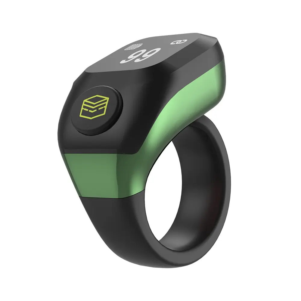 Smart Prayer Bead Ring with Adjustable Size, APP Control, LED Screen, Waterproof Electronic Tasbih Counter, Countdown, Ideal for Muslim Prayers and Daily Worship