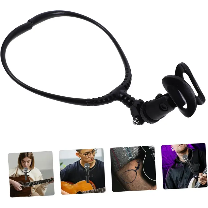 Adjustable neck microphone stand for musicians, lightweight and detachable microphone stand suitable for guitar and outdoor live streaming, can reduce noise, achieve performance and magic