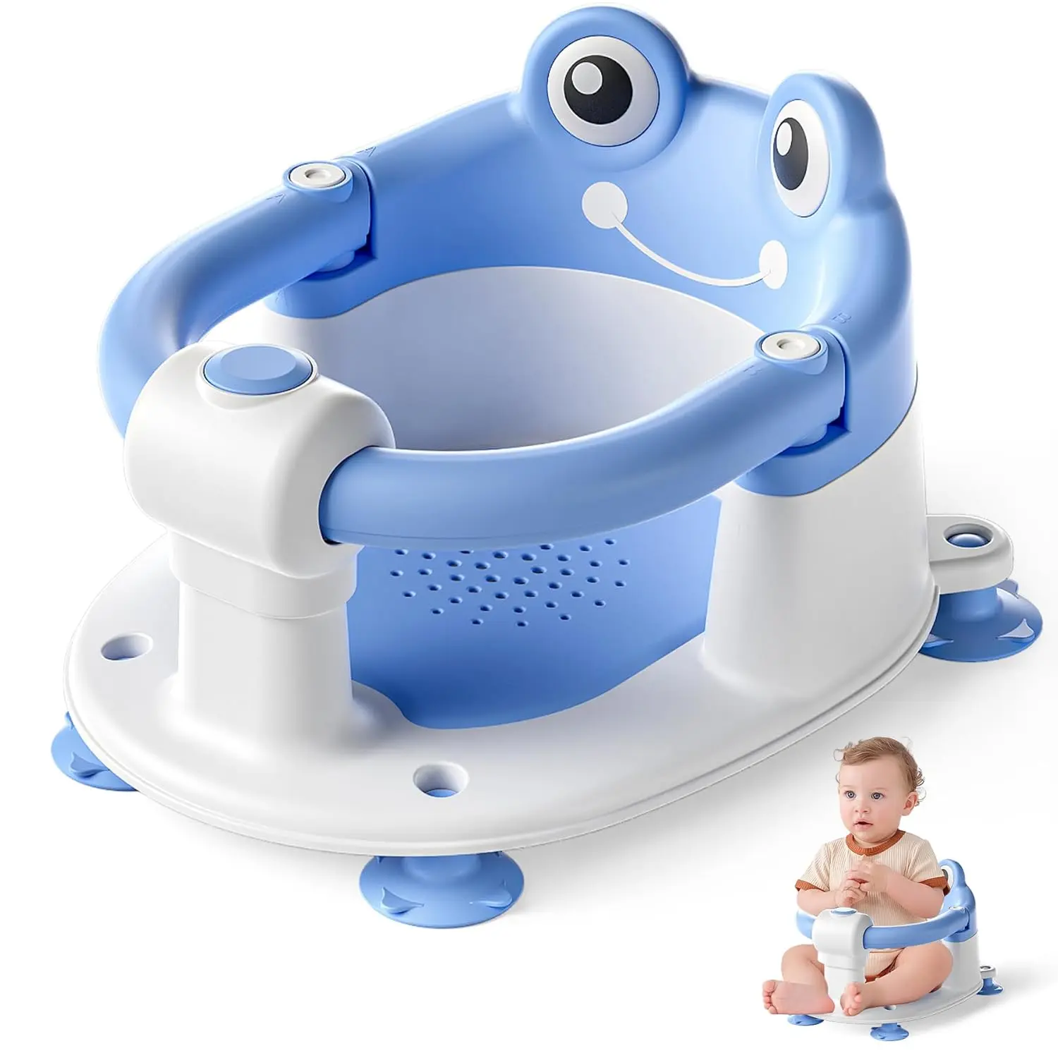 Baby Bath Seat  Babies 6 Months & up Non-Slip Toddler Bath Seats  Sitting Up Infant Bathtub Chair with Suction Cups and Soft Cushion  Baby Shower Tub Seat