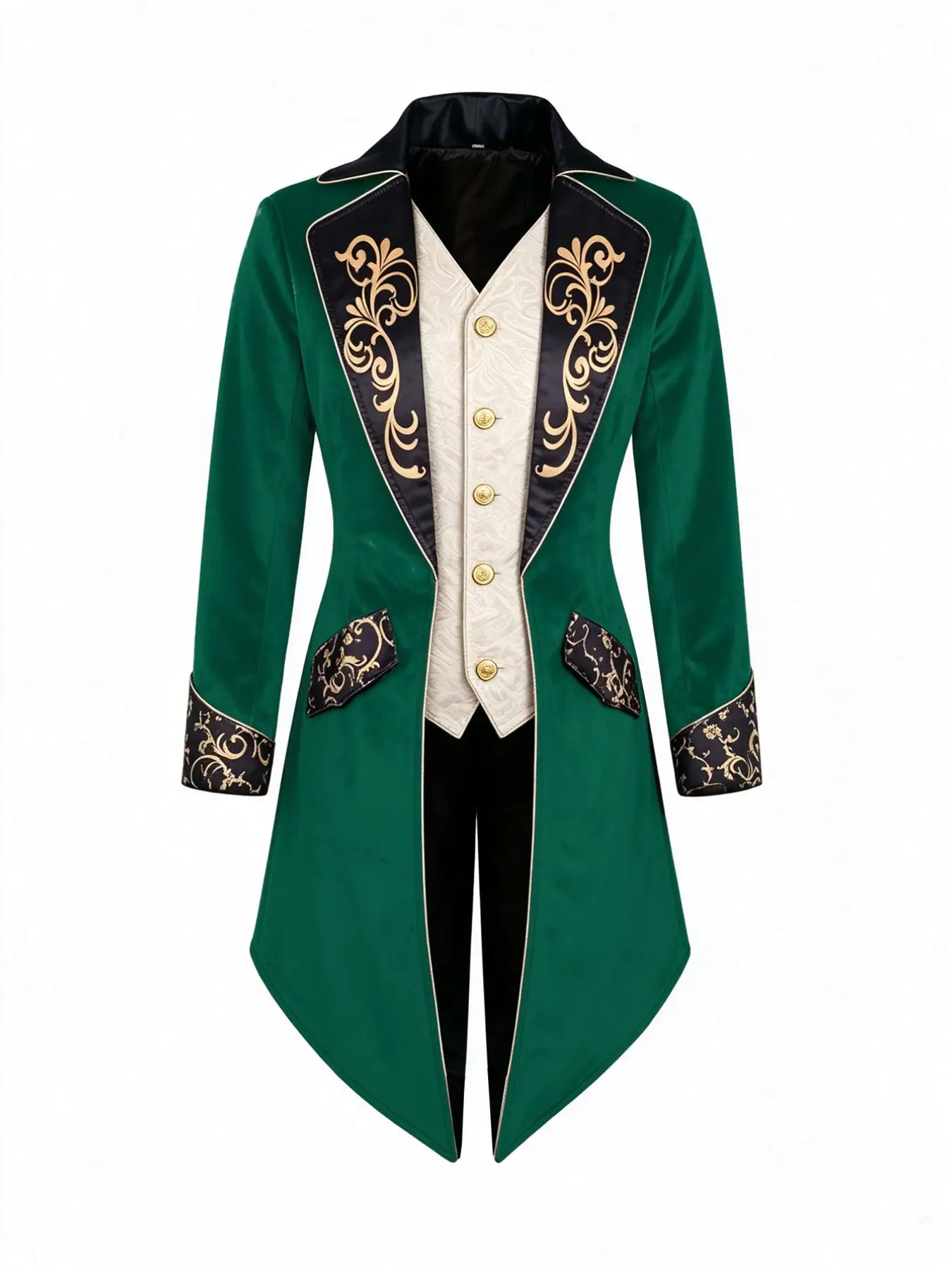 Men's Steam Punk Medieval Jacket, Embroidered Tailcoat Outerwear, Halloween Stage Performance Costume, European and American Style