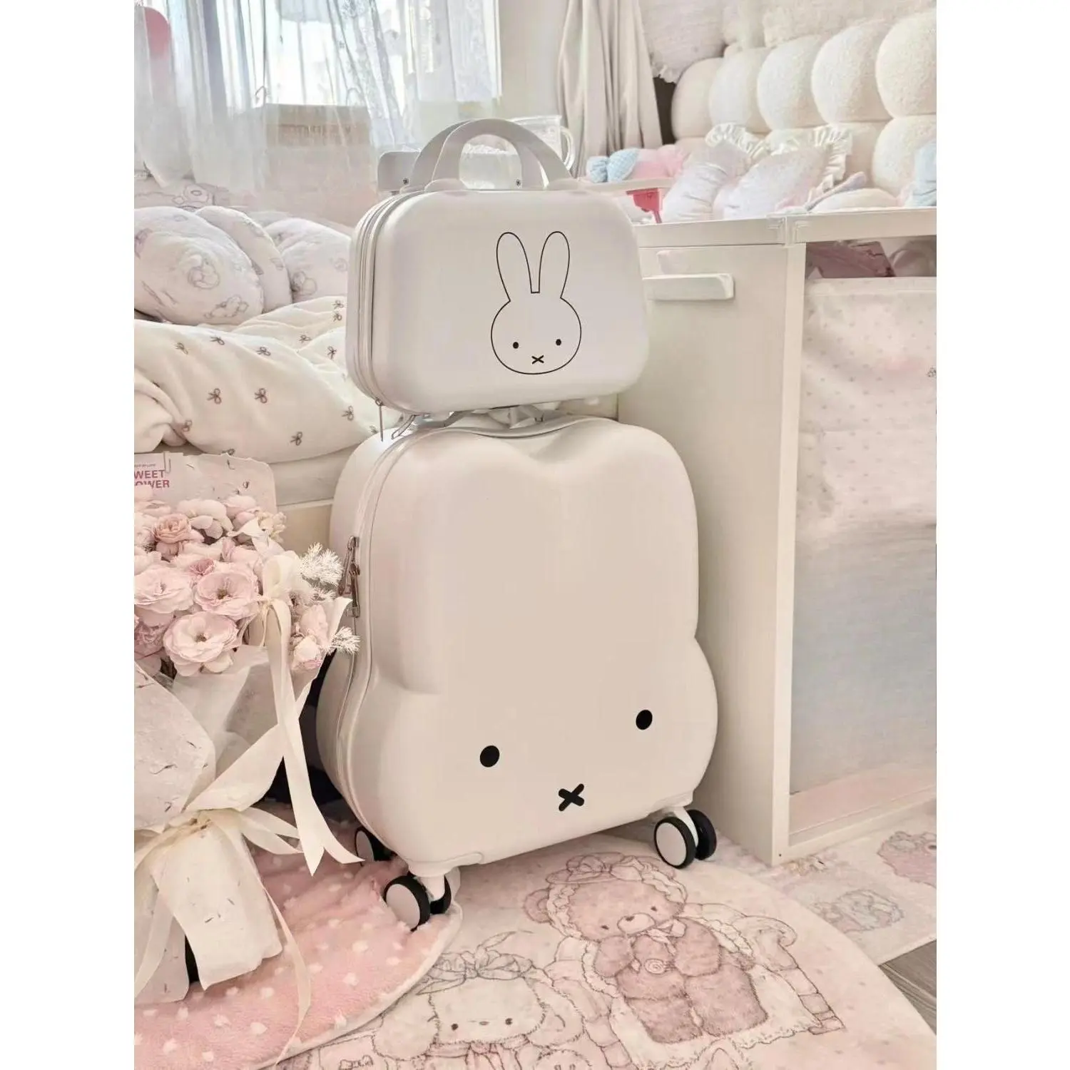 Anime Miffy 20 Inches Alien Cute Suitcase Compact Cute Good Looks Solid Color Student Suitcase Lovely Kawaii Sweet Creativity