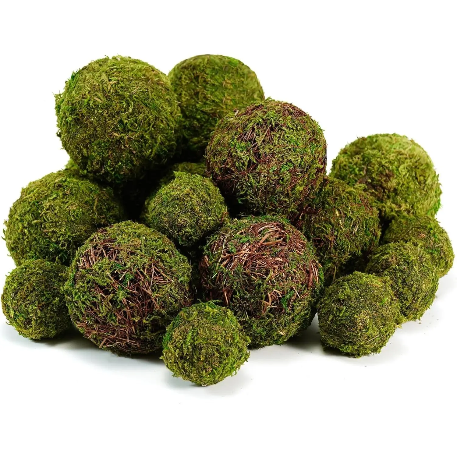 18pcs Artificial Moss Balls Set - Decorative Faux Moss Balls for Bowl Fillers, Vase Fillers, Centerpiece Decor, Wedding Table Arrangements, Home Decor, DIY Crafts (Mix Set of 18)Gift