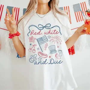 Unisex 👶   Red White And Due Graphic Tee Funny Pregnancy Reveal Shirt Expecting Mom Design Cotton Graphic Tees Good Graphic Tees Funny Graphic Tee Trendy T Shirts Oversized T Shirts Casual Short Sleeve Crewneck Streetwear Baby Announcement Comfort Fit