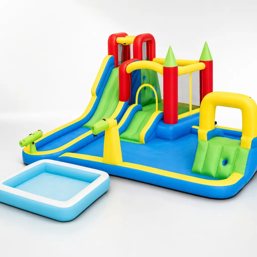 ARCH 11-in-1 Inflatable Water Slide Outdoor Play Set - Bounce Castle, Pool, Trampoline, Basketball Hoop, Ring Toss, Water Gun for Kids Outdoor Play, Ground Stakes Included