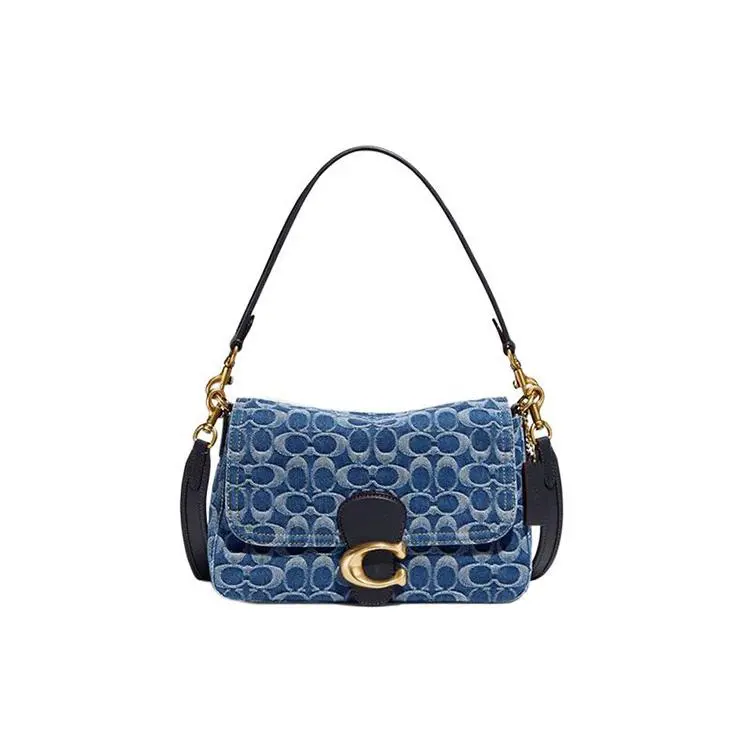 COACH Tabby 26 Woven Denim Crossbody Bag for Women, Medium Size, Light Blue