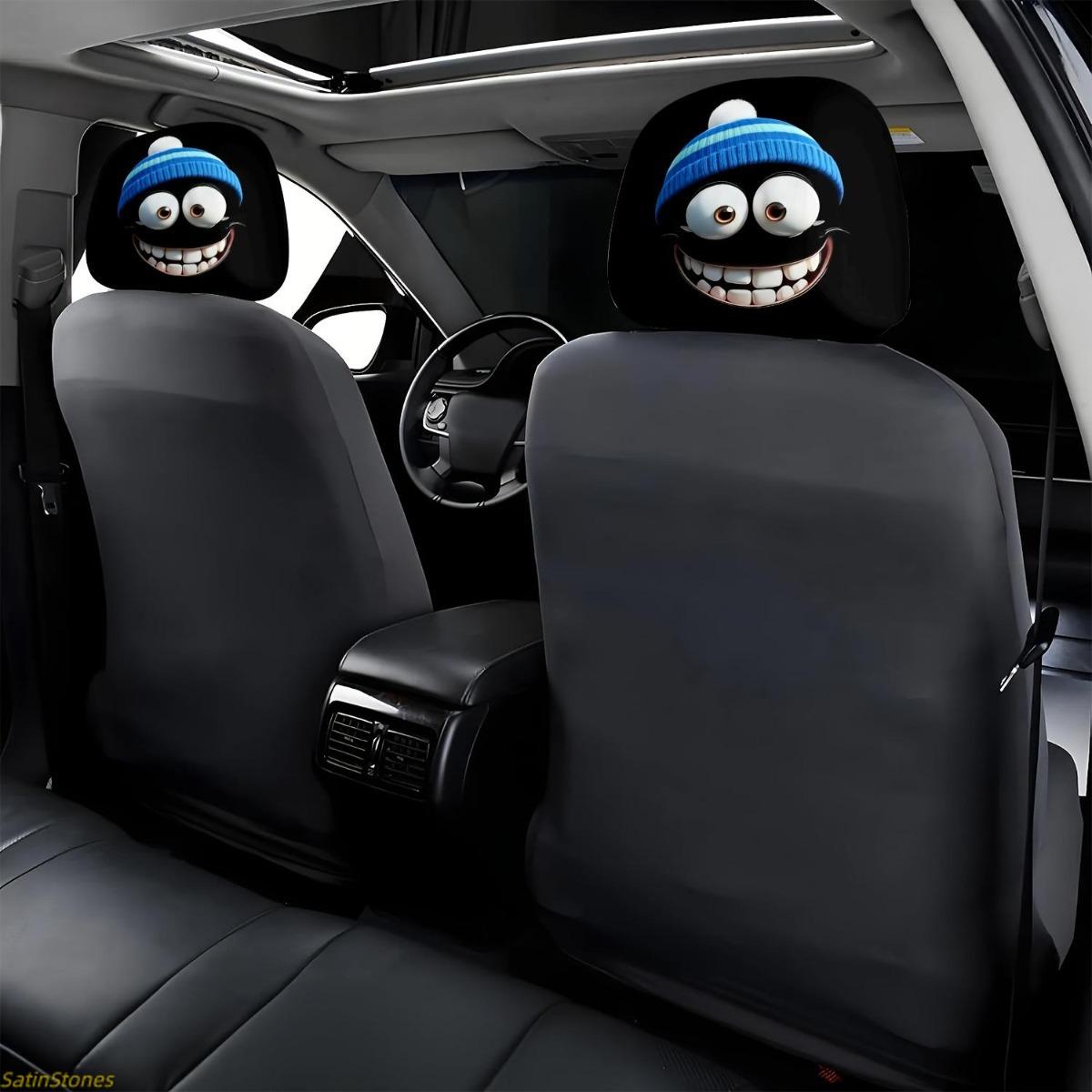 2 Pack Cartoon Character Car Headrest Covers, Universal Fit for Cars and Trucks, Designed for Holidays, Seat Protector Covers, Car Seat Decoration