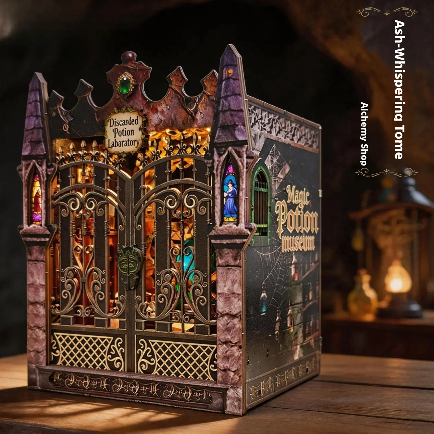 New DIY miniature scene decoration: "Ash Night Chronicles" potion house 3D puzzle model toy wooden handmade gift decorative book nook kit building classic design bookshelf decor journal planner alley build chinese feng shui hot dish custom wood burning