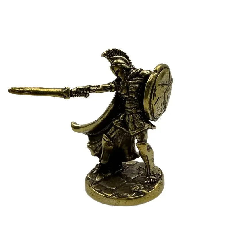 Vintage Spartan Warrior Pose Collectible Miniature Model Statue - Compact Home Decor, Room Decor Ornament, Single Piece for Bookshelf & Desktop Display, Christmas/Halloween Gift
