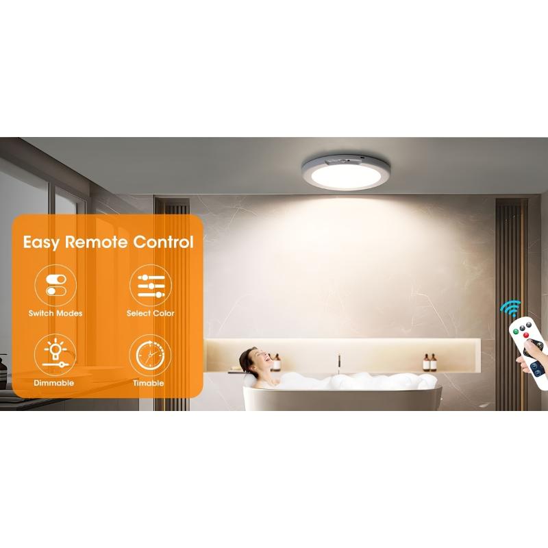 8/6/4/2/1Pack Rechargeable LED Ceiling Light with Motion Sensor, 3 Lighting Options, 10 Brightness Levels Battery Operated Closet Lights, Remote Control Dimmable Timing Motion Shower Lights for Living Bathroom Pantry Hallway Porch(3000K/450