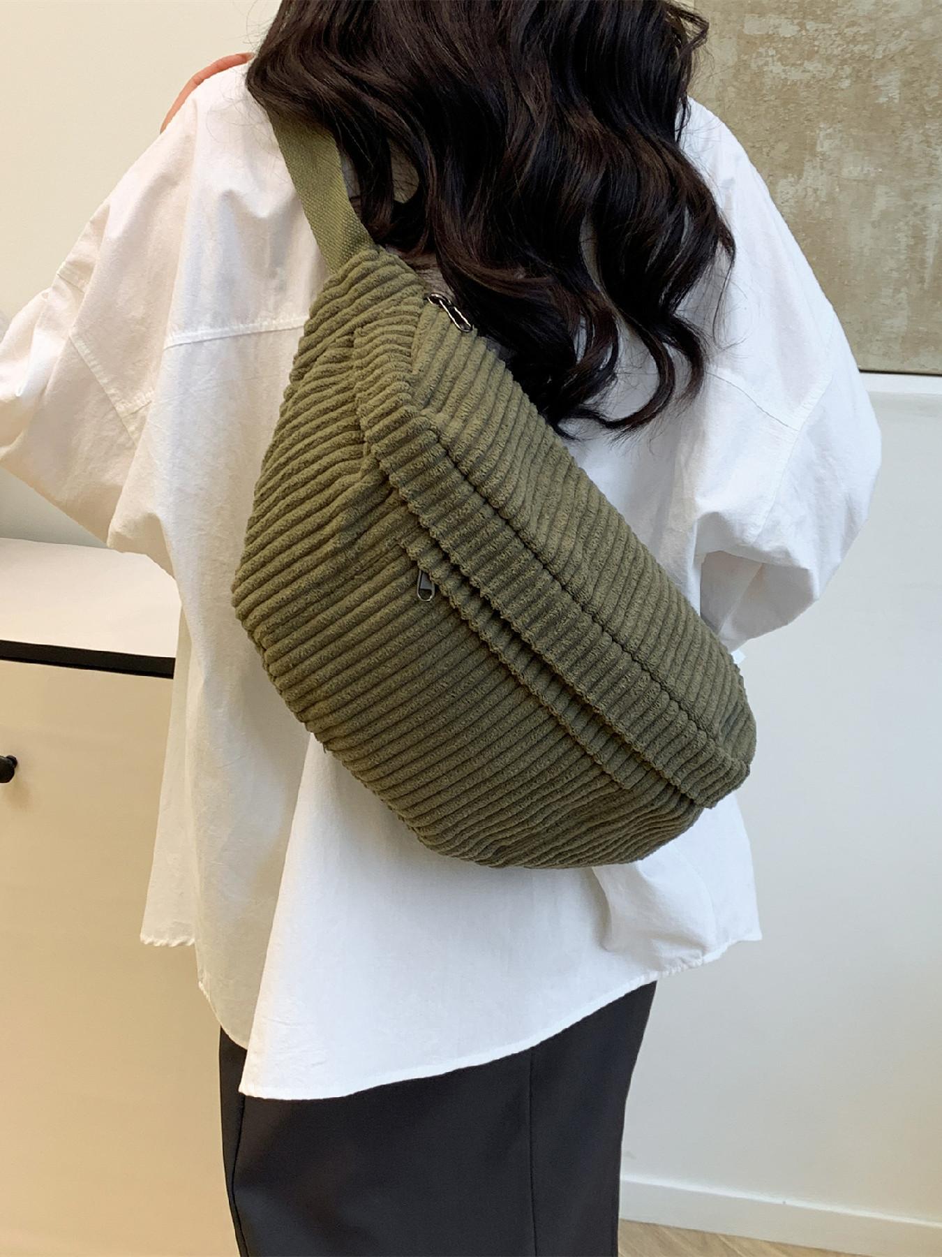 Women's Fashionable Large Capacity Embossed Textured Zipper Belt Bag, Casual Commuter Versatile Plain Fanny Packs, Simple All-match Bum Bag Women's Fashionable Large Capacity Embossed Textured Zipper Belt Bag, Casual Commuter Versatile Plain Fanny Packs, Simple All-match Bum Bag