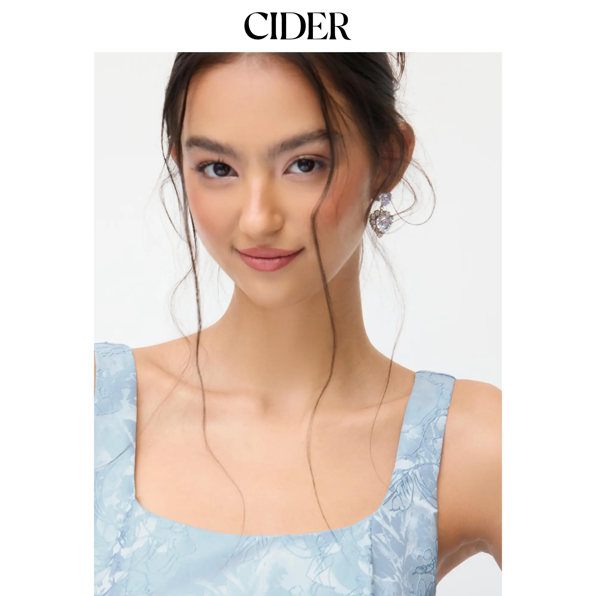 Cider RHINESTONE DECOR DOUBLE HEART DROP EARRINGS
