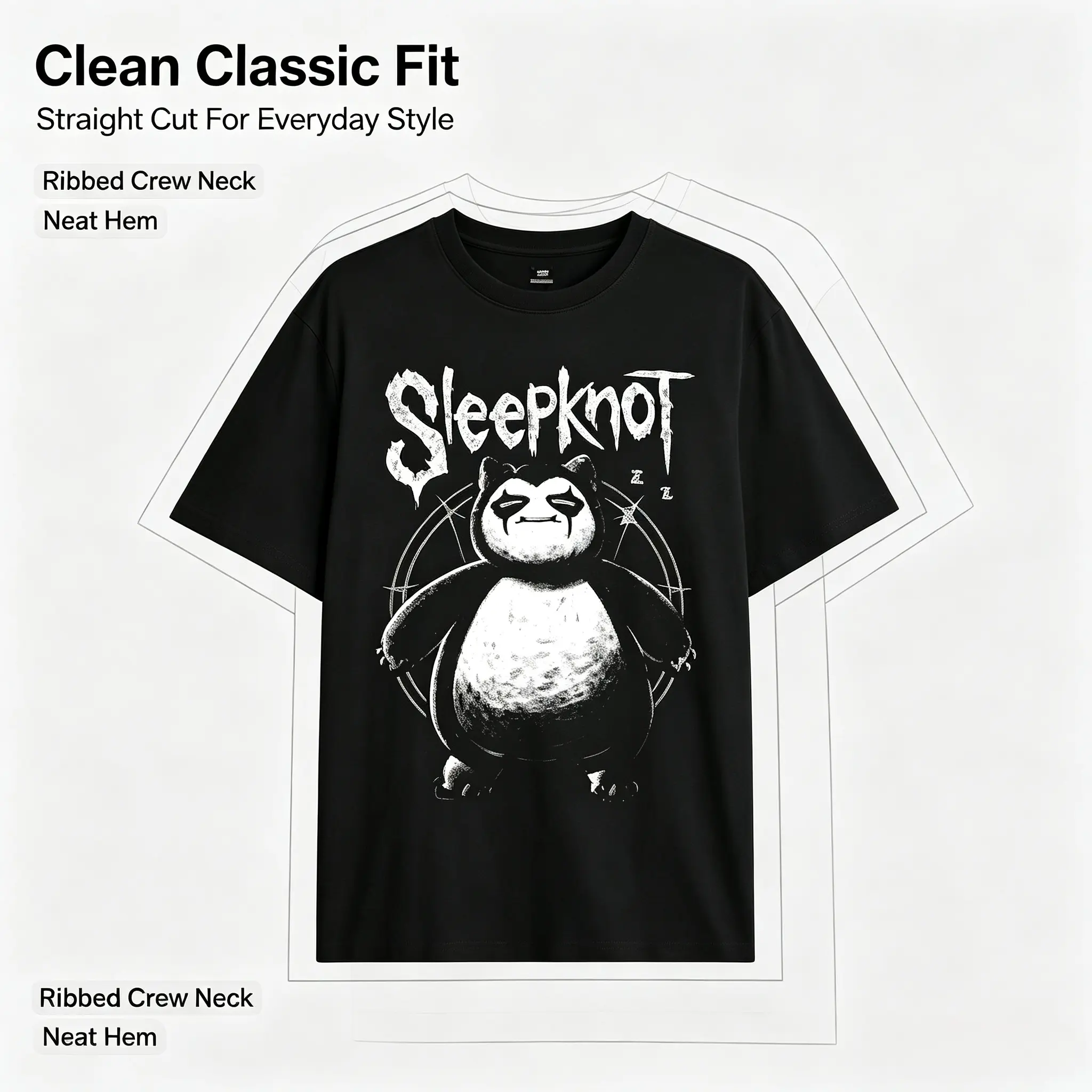 Unisex Short Sleeve Crew Neck Graphic T-Shirt, Sleepknot Snorlax Rock Vintage Printed Tee, Pure Cotton, Soft Breathable, Trendy Streetwear Tops, Stylish Casual Wear For School, Home, Party And Music Festival Outfits #   graphic tee #   summer clothes # Me