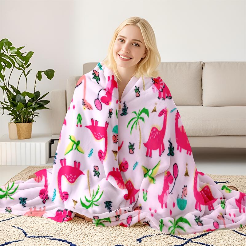 Pink Dinosaur Blanket For Girls: Viral Cute Dino Throw Blowing Up TikTok, Ultra Soft Plush Fleece Blanket Printed In USA For Toddlers & Dinosaur Lovers