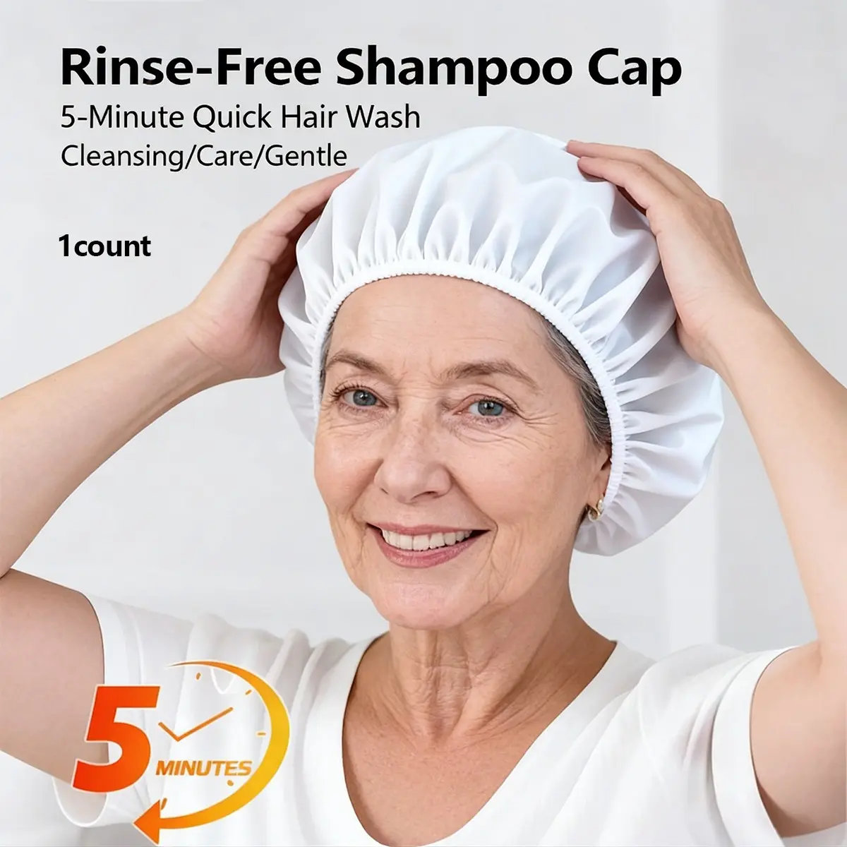Rinse-Free Shampoo Cap for Outdoor Travel, Camping, Long Trips & Bedridden Patients – Waterless Hair Washing Shower Cap for Elderly, Post-Surgery & Temporary Cleanup