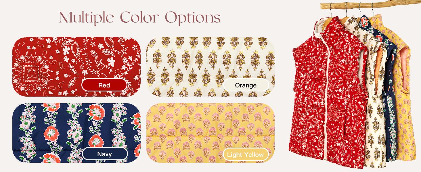 Imily Bela Womens Floral Oversized Puffer Vest Cap Sleeve Winter Warm Puffy Quilted Jackets Coat