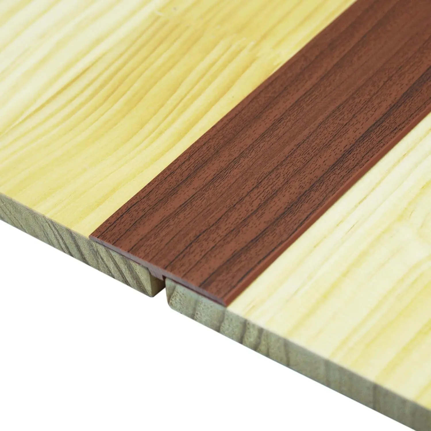 Self Adhesive Floor Transition Strip T Molding 5 ft x 1.97" (L x W) for Wood Tile Doorways Easy Install Gap Cover PVC Threshold Strip, Walnut