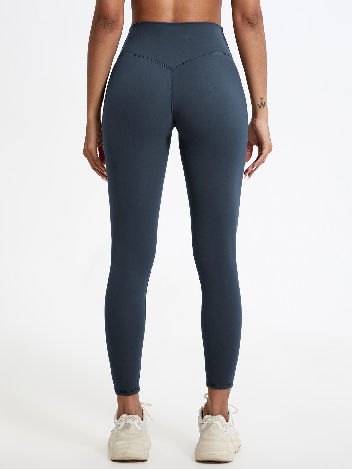 Women's Solid Color Sports Leggings, Tummy Control Leggings, Casual Comfy Breathable Skinny Pants for Yoga Gym Workout Running, Ladies Sportswear for All Seasons