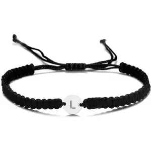 Initial Bracelets  Women Men Stainless Steel Engraved Coin Disc Monogram Letters Charm Bracelet Minimalist Jewelry Matching Couple Bracelets