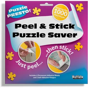 Puzzle Presto Peel & Stick Puzzle Saver Sheets - 6 Sheets & 2 Hangers - Complete Puzzle Preservation Kit - 6 Adhesive Sheets and 2 Adhesive Hangers