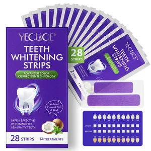 Yecuce Whitening Tooth Strips 28 Sheets, Natural Coconut & Peppermint Oil Teeth Stickers, Daily Home Oral Care, After Brushing Use