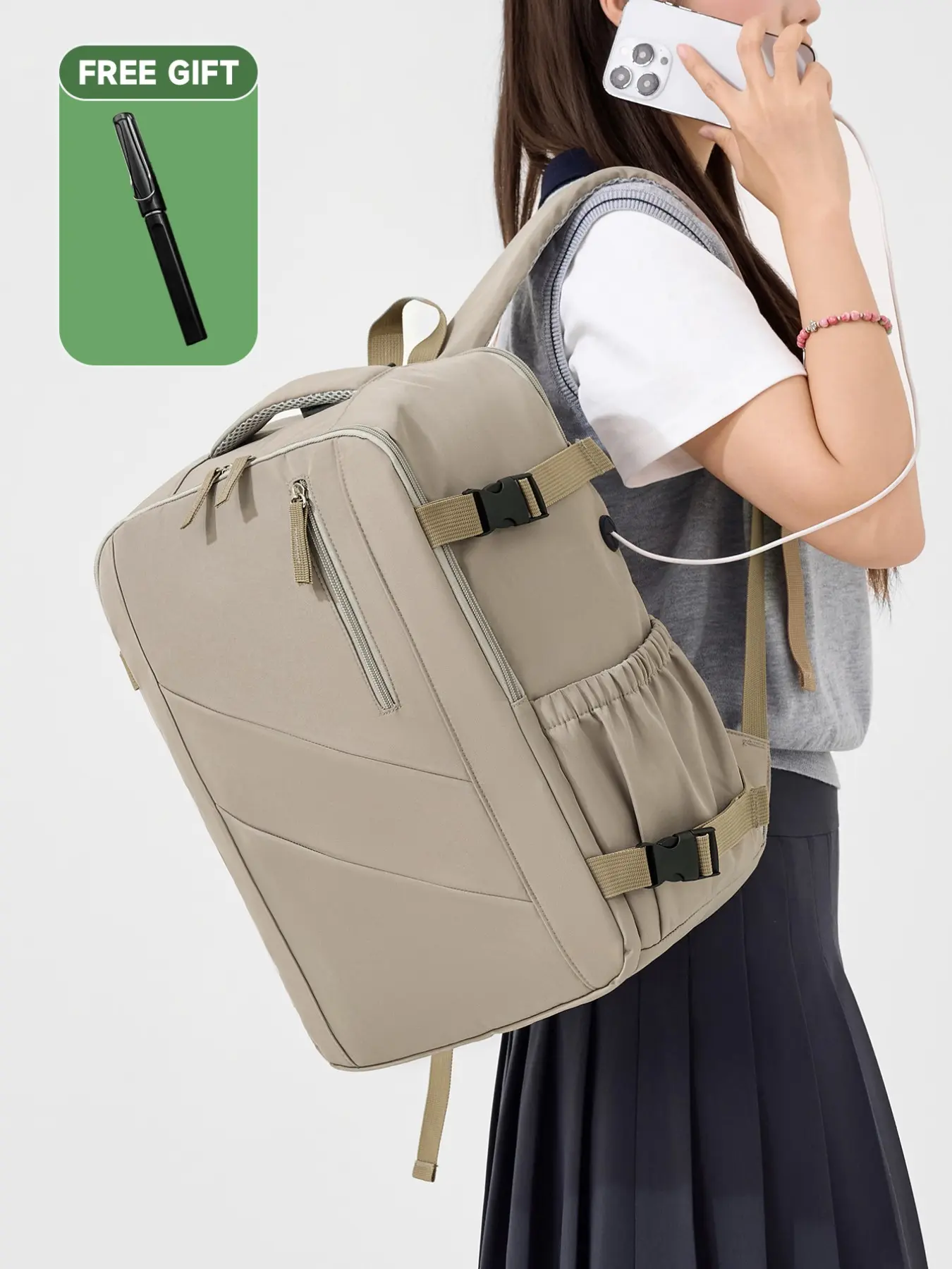 Vizz Air Ryanair Luggage Bag40*30*20CM, Backpack Carry On Luggage, Travel Backpack, Women's Large Capacity Laptop Backpack, Casual Student Bag, Color-Blocking Design, Ideal for Work, Shopping, Class, Library