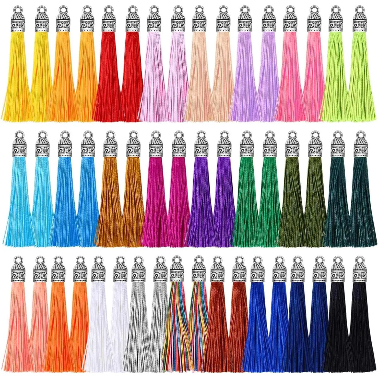 Tassels for  Making,  100 count  Tassel Charms Silky  Tassels Bulk for  DIY Crafts, Bracelets, Earrings, , Necklace