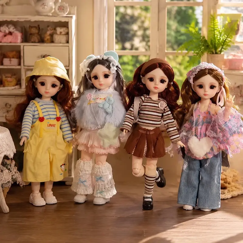 Unisex 30cm/12 Inch 6 Points BJD Doll Outfit Set, Universal-Fit Doll Clothes with Accessories, Gift Box for Collectors