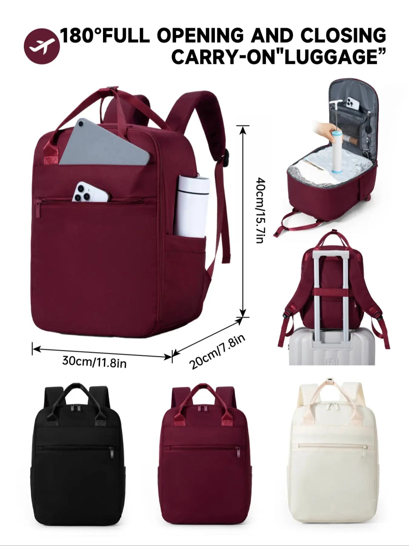 Travel Luggage Vacuum Compression Backpack with Pump, Cabin Bag 40x30x20, Carry On Backpack, Laptop Backpack 35.56cm, All Seasons Casual Style