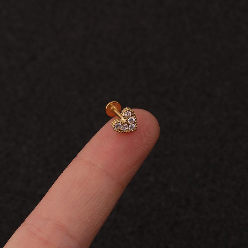 24Pcs 16G Gold CZ Internally Threaded Labret Set, 316L Stainless Steel Cartilage Stud Pack, Hypoallergenic Internally Threaded Nose Studs for Women Men