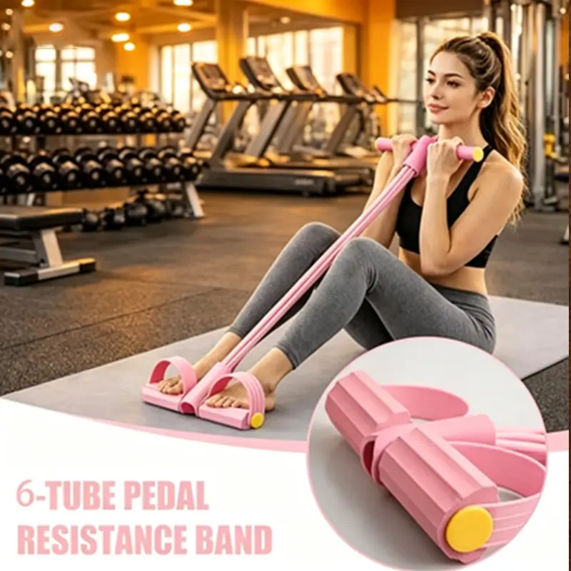 Handle Bar Resistance Band, Upgrade 6-Tube Pedal, Natural Rubber Foot Pedal, Multi-Functional Fitness Band, Durable Elastic Band, Sports Equipment, Workout Bands With Handles