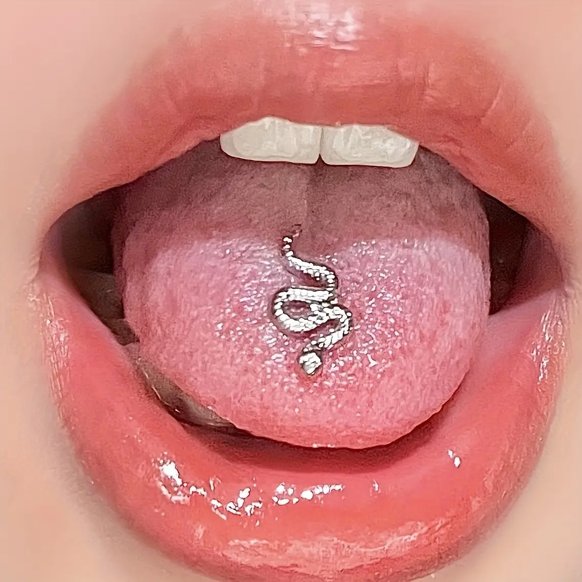 1 snake-shaped personalized piercing nail, snake-shaped tongue piercing jewelry, iron bar lead pendant/copper pendant tongue piercing accessory, punk style body piercing for men and women
