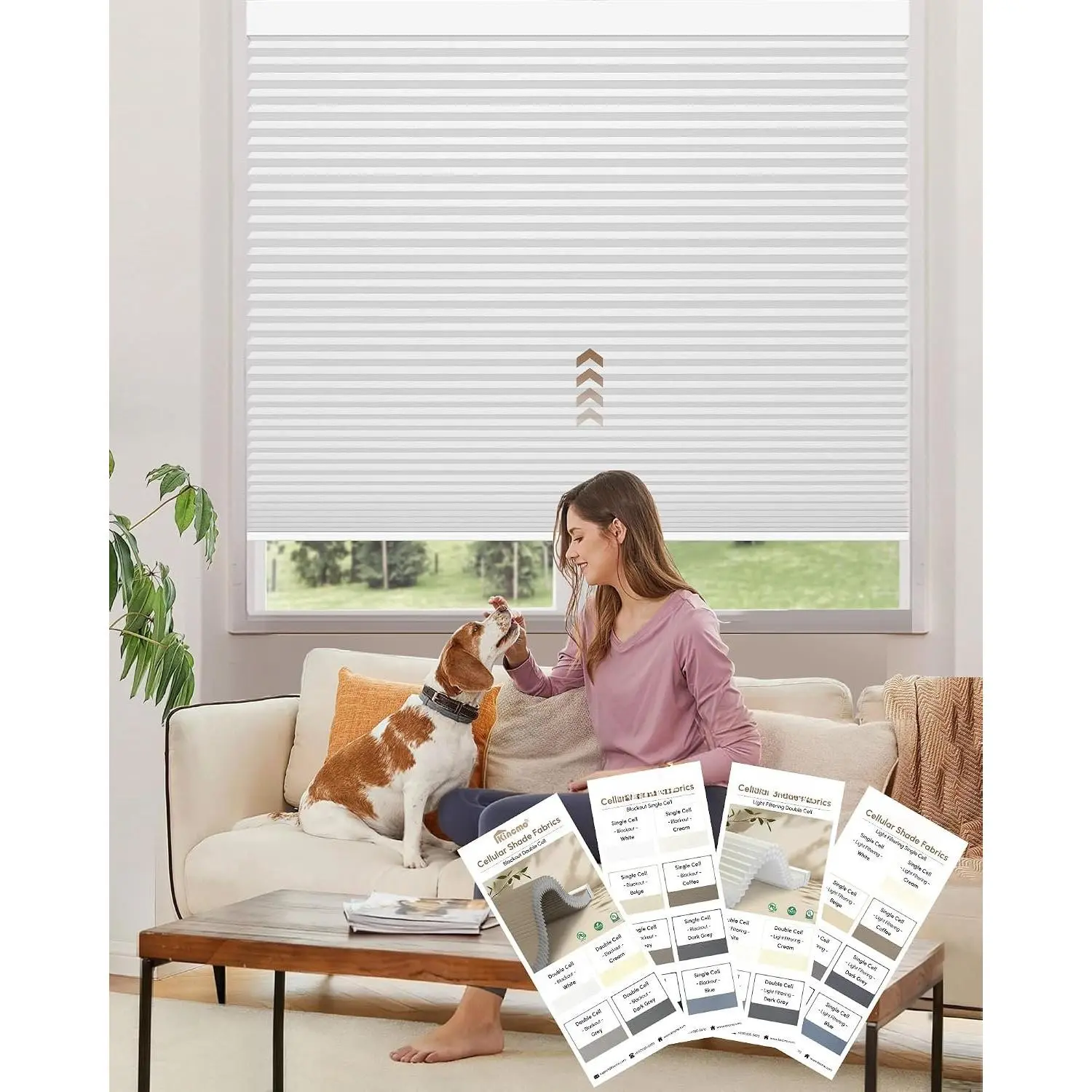 Motorized Cellular Shades, Custom  Motorized Blinds with Remote | Cordless & Heat-Insulation & Energy-Saving & Noise-Reduction Electric  Blinds (Fabric-Samples Multicolor)