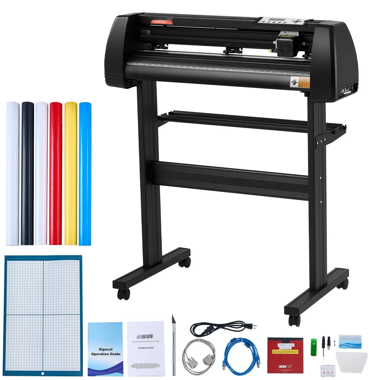28-Inch Aluminum Body Vinyl Cutting Machine, High-Precision Sign Cutter Plotter with LCD Display, Adjustable Double-Spring Pinch Rollers, USB Connectivity, Compatible with Windows OS & Signmaster Software, for Car Stickers & Crepe Paper