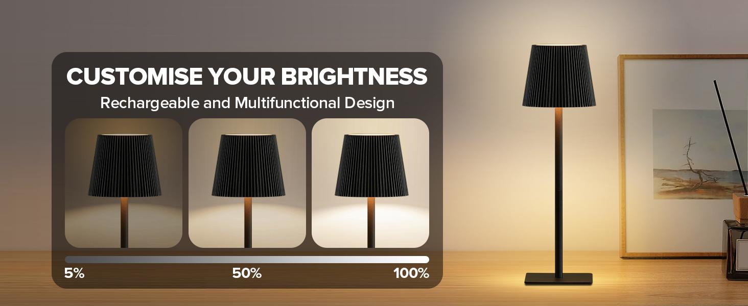 ( Black)Cordless Table Lamp LED Desk lamp,5000mAh Rechargeable Touch Night Light Wireless Minimalist Design for/Restaurant/Bedroom/Bars/Outdoor Party/Camping/Coffee Shop