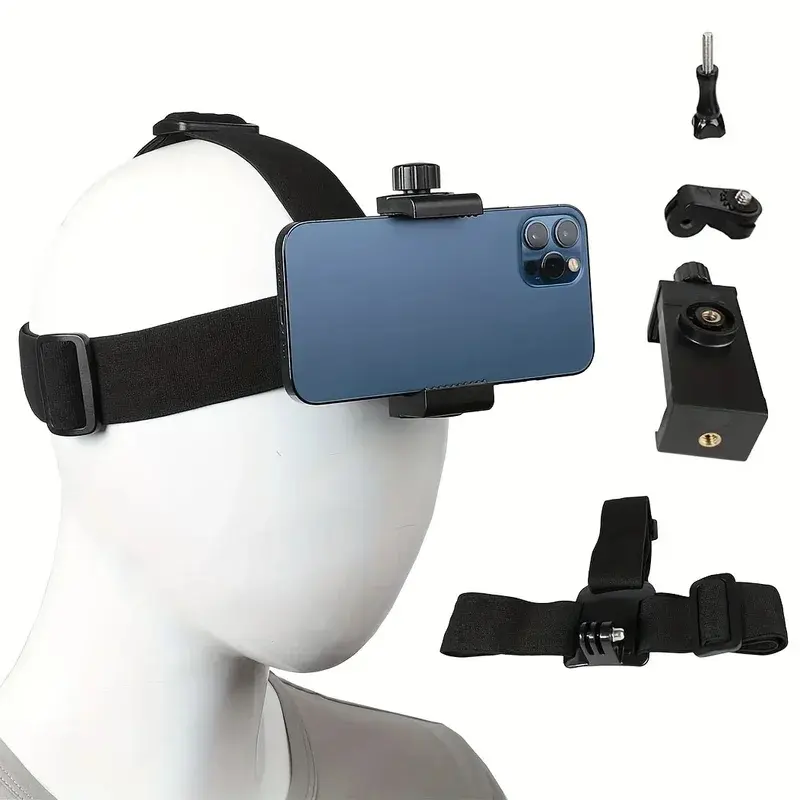 Head-Mounted Smartphone Holder Cell Phone Holder First-Person View Video Outdoor Live Bracket For GoPro 10 9 8 7 6 5 4 DJI Action 2 For IPhone 16