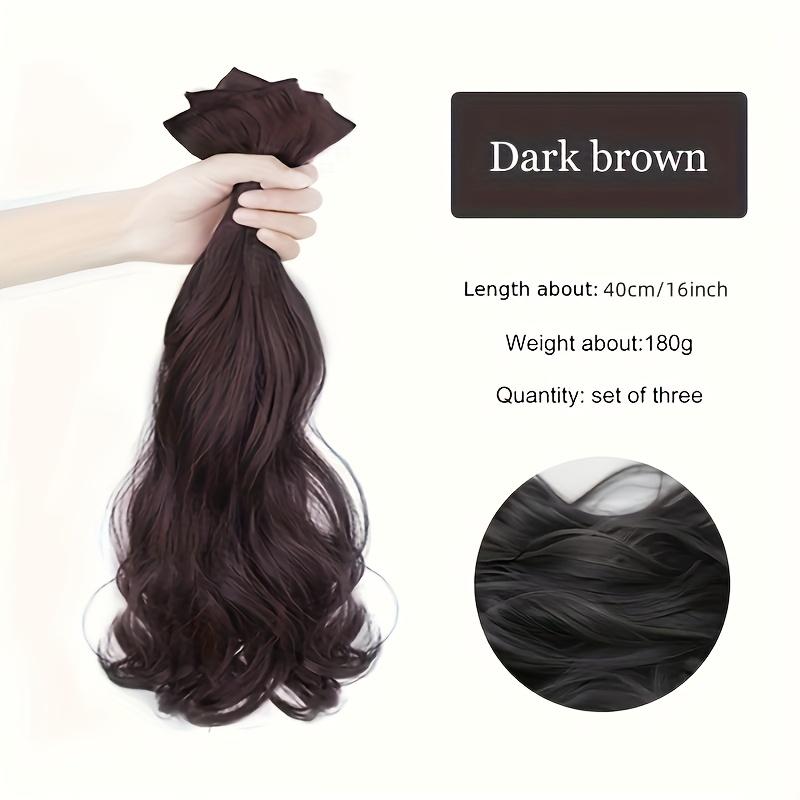 Women's long hair extensions, invisible seamless volumizing hair extensions, large wavy hair pieces, three-piece set